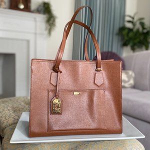 Lauren Ralph Lauren Camel Brown Leather Shoulder Bag